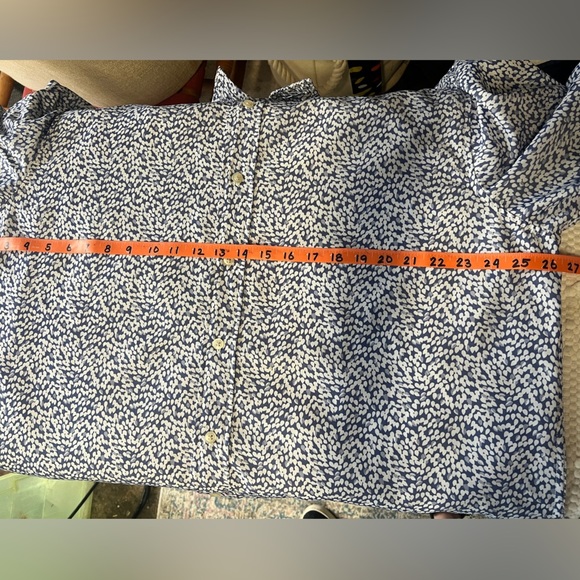 REUNION Men’s‎ cadet blue droplets design short sleeve shirt size L. - Picture 11 of 12